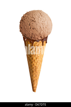 Ice Cream Cone Schokolade Kugel isoliert Stockfoto