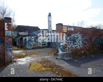 Graffiti auf verfallene Gebäude in Winsford Cheshire UK. Juni 2013 abgerissen. Stockfoto