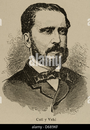 Jose Coll Vehi (1823-1876). Spanische Literaturtheoretiker. Gravur in der Geschichte Spaniens, herausgegeben von Blas Cami, 1910. Stockfoto