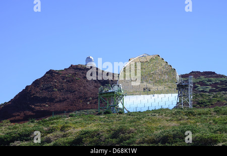 Observatorien in Los Muchachos. Das MAGIC Gamma Strahlung Telescope Array. Großen atmosphärischen Gamma-Ray Imaging Cherenkov. Stockfoto