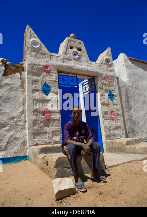 Traditionellen nubischen Architektur von einer Tür, Gunfal, Sudan Stockfoto