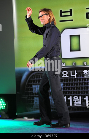 Brad Pitt bei bei der Pressekonferenz für seinen neuesten Film "Moneyball" Seoul, Südkorea - 15.11.11 Stockfoto