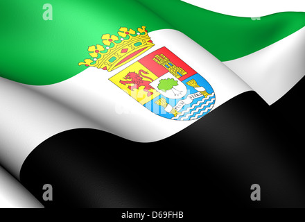 Flagge der Extremadura Stockfoto