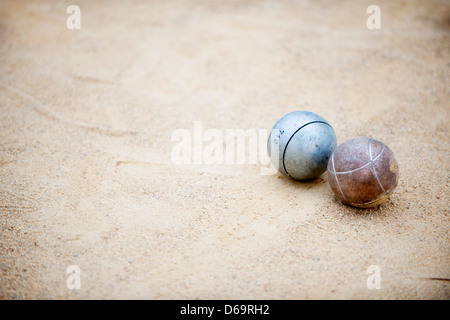 Nahaufnahme von Boccia Kugeln Stockfoto