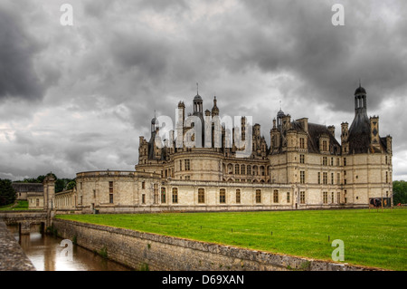 Château de Chambord, Frankreich. Die prächtige königliche Residenz ist eines der schönsten Gebäude der Welt Stockfoto