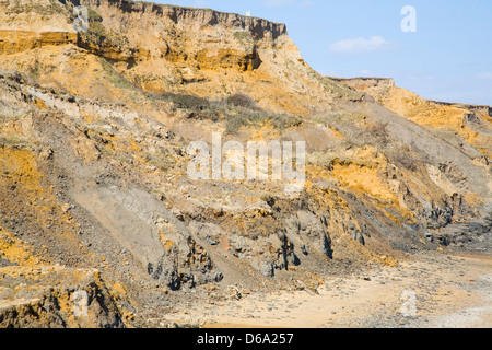 Schnell erodieren weichen Klippen am Walton auf ganz blöd, Essex, England Stockfoto