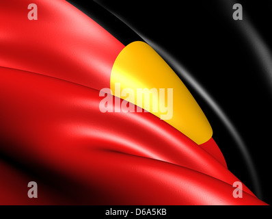 Australische Aborigines Flagge. Hautnah. Stockfoto