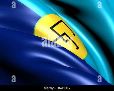 Karibische Gemeinschaft (CARICOM) Flagge. Hautnah. Stockfoto