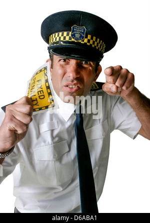 Schneiden Sie aus einem aggressiven Traffic Warden Studio Stockfoto