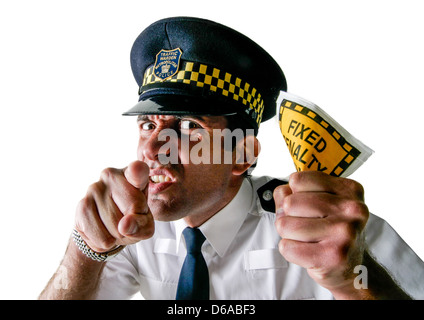 Schneiden Sie aus einem aggressiven Traffic Warden Studio Stockfoto