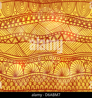 Handzeichnung gestreift nahtlos in indische Henna Stil. Stockfoto