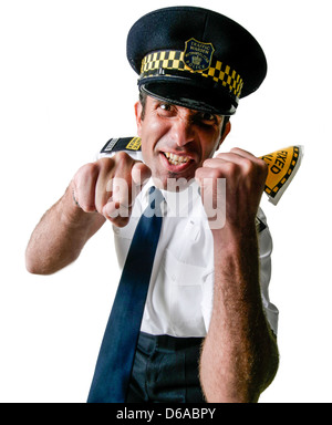 Schneiden Sie aus einem aggressiven Traffic Warden Studio Stockfoto