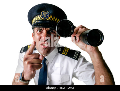 Schneiden Sie aus einem aggressiven Traffic Warden Studio Stockfoto