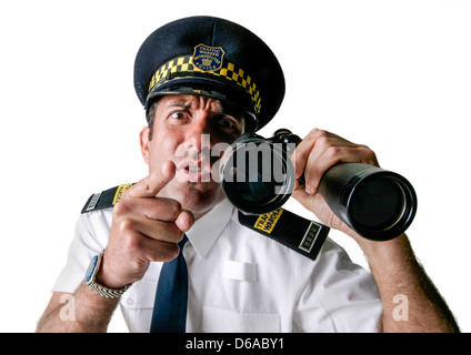 Schneiden Sie aus einem aggressiven Traffic Warden Studio Stockfoto