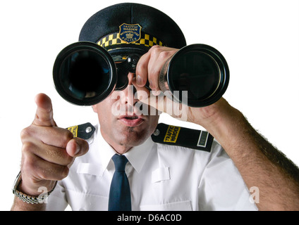 Schneiden Sie aus einem aggressiven Traffic Warden Studio Stockfoto
