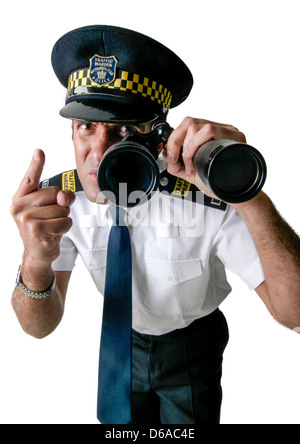 Schneiden Sie aus einem aggressiven Traffic Warden Studio Stockfoto