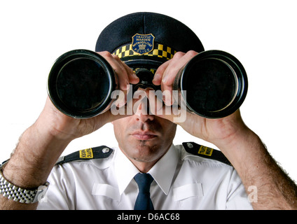 Schneiden Sie aus einem aggressiven Traffic Warden Studio Stockfoto
