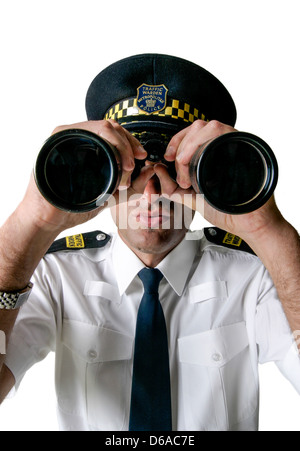 Schneiden Sie aus einem aggressiven Traffic Warden Studio Stockfoto