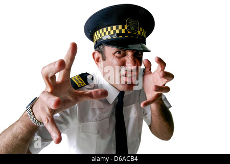 Schneiden Sie aus einem aggressiven Traffic Warden Studio Stockfoto