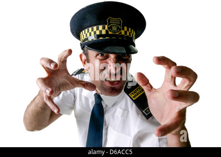 Schneiden Sie aus einem aggressiven Traffic Warden Studio Stockfoto