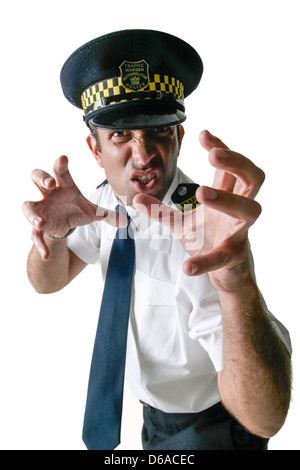 Schneiden Sie aus einem aggressiven Traffic Warden Studio Stockfoto