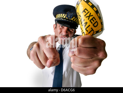 Schneiden Sie aus einem aggressiven Traffic Warden Studio Stockfoto