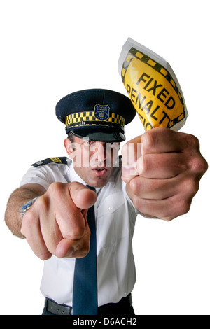 Schneiden Sie aus einem aggressiven Traffic Warden Studio Stockfoto