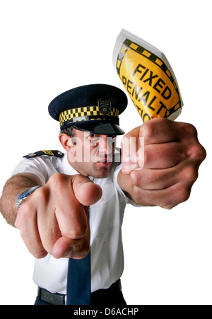 Schneiden Sie aus einem aggressiven Traffic Warden Studio Stockfoto