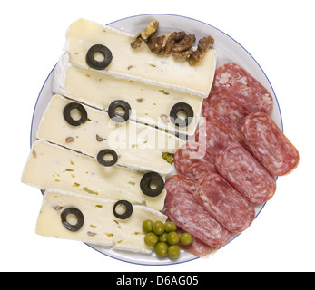 Salami und Frischkäse Stockfoto