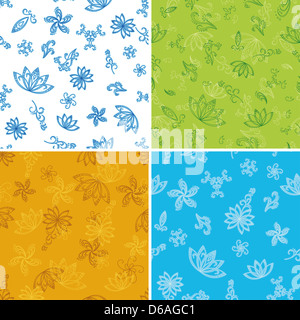 Eingestellten nahtlose floral abstrakt Stockfoto