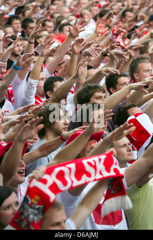 Posen, Polen, Fanmeile am Plac Wolnosci beim Spiel öffnen Stockfoto