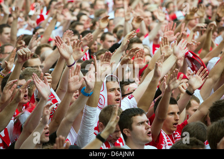 Posen, Polen, Fanmeile am Plac Wolnosci beim Spiel öffnen Stockfoto