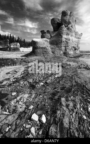 Geformten Felsen am Steinbruch Insel auf dem Mingan-Archipel in der Nähe von Havre St-Pierre, Quebec, Kanada Stockfoto