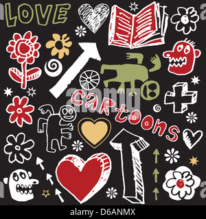 verrückte doodle Set, von hand gezeichnete Design-Elemente Stockfoto