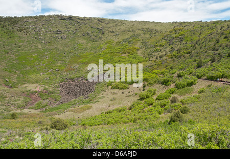 Capulin Vulkan National Monument, New Mexico Besucher auf Krater Vent Trail. Stockfoto