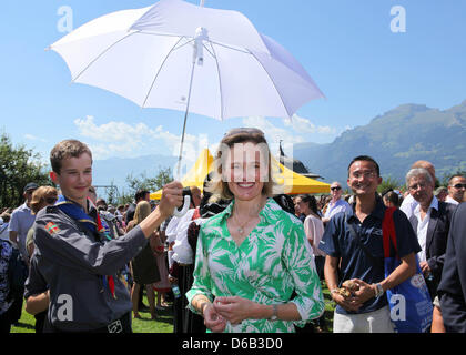 Sophie, erbliche Prinzessin von Und Zu Liechtenstein posiert in im Garten des Schlosses, der Nationalfeiertag am 15. August 2012 in Vaduz, Liechtenstein zu feiern. Foto: Albert Nieboer Niederlande Stockfoto