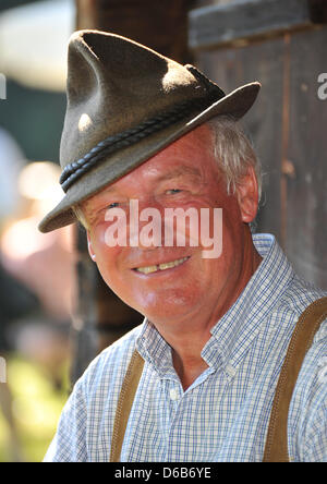 Hotelier des Hotel Stanglwirt, Balthasar Hauser, Weide lächelt der Hauser-Berg in der Nähe von Going in Tirol, Österreich, 20. August 2012. Foto: Ursula Düren Stockfoto