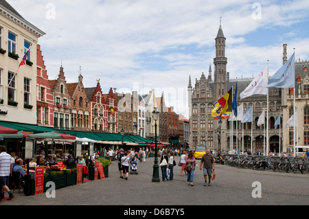 Marktplatz, Brugge, Belgien Stockfoto