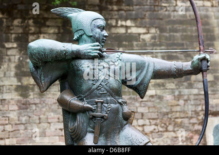 Robin Hood-Statue in Nottingham Stockfoto