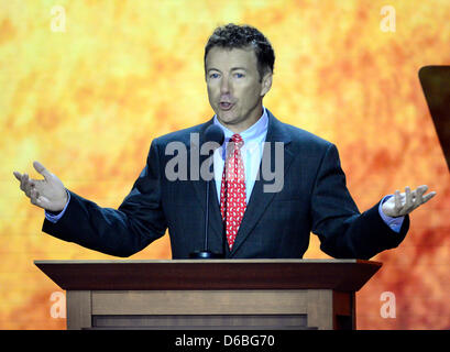 Vereinigte Staaten Senator Rand Paul (Republikanische of Kentucky) macht Bemerkungen zur Republican National Convention 2012 in Tampa Bay, Florida auf Mittwoch, 29. August 2012. . Bildnachweis: Ron Sachs / CNP. (Einschränkung: keine New York oder New Jersey Zeitungen oder Zeitungen im Umkreis 75 Meilen von New York City) Stockfoto