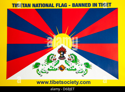 Die tibetische Flagge Tibet China Stockfoto