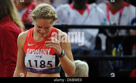 Maria Seifert Deutschland reagiert nach der Frauen 100m - T37 Finale im ...