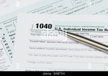 Steuern Sie Formular 1040 für US-individuelle Steuererklärung Stift. Stockfoto