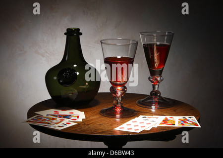 Karte Tabelle englische Trinkgefäße und Flasche Stil des 18. Jahrhunderts Stockfoto