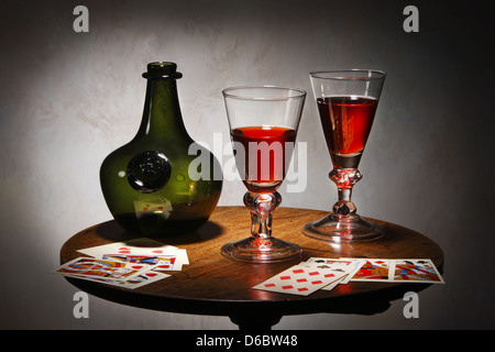 Karte Tabelle englische Trinkgefäße und Flasche Stil des 18. Jahrhunderts Stockfoto