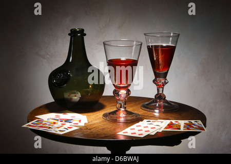 Karte Tabelle englische Trinkgefäße und Flasche Stil des 18. Jahrhunderts Stockfoto