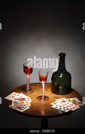 Karte Tabelle englische Trinkgefäße und Flasche Stil des 18. Jahrhunderts Stockfoto