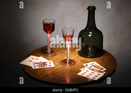 Karte Tabelle englische Trinkgefäße und Flasche Stil des 18. Jahrhunderts Stockfoto