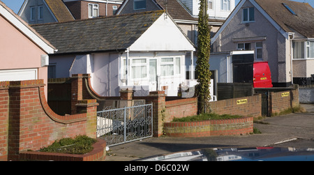 Privaten Wohnungsbau in Jaywick, Essex, England Stockfoto