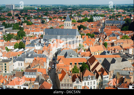 Luftaufnahme von Brügge, alte Stadt, UNESCO-Weltkulturerbe Brügge, Flandern, Belgien Stockfoto